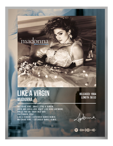 Cuadro Madonna Like A Virgin Album Music Firma C/marco 60x50