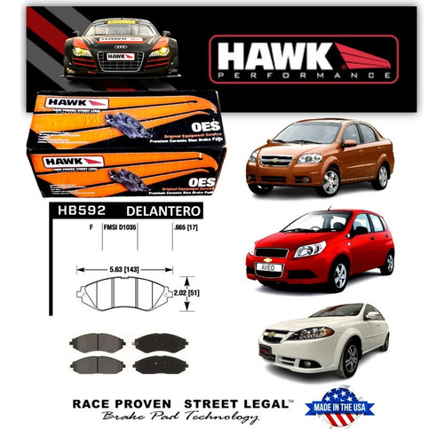 Pastillas De Freno Del. Chevrolet Aveo/optra Hawk