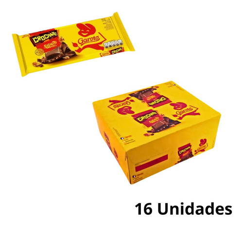 Chocolate Garoto Crocante Barra 80g Caixa Com 16 Unidades