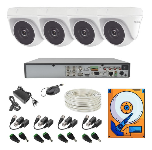 Kit Video Vigilancia Hilook 4 5mp Domo 100mts Utp / 500gb
