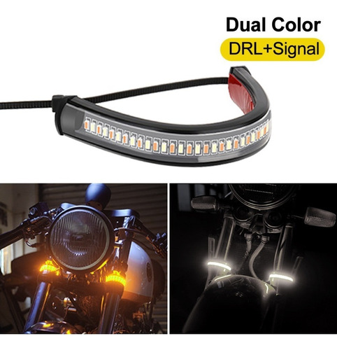 Señaleros Led Barras Moto Drl Amarillo Continuo /blanco X2