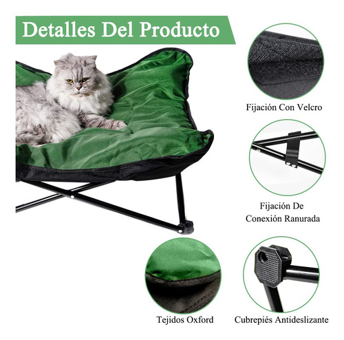 Cama Plegable Elevada Para Perro Gato Con Colchón Lavable