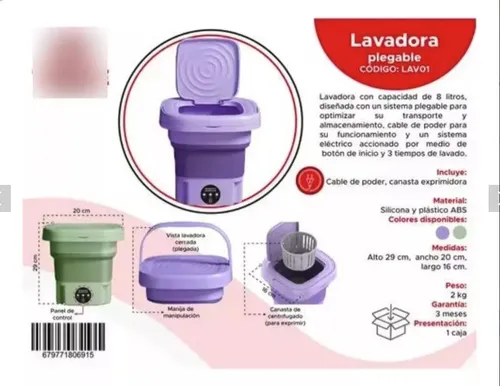 Mini Lavadora Portátil, Lavadora Plegable, Lavadora Compacta Color Verde Claro