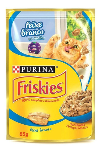 Alimento Friskies Pet Ao Molho para gato adulto sabor peixe branco em saco de 85g