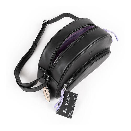 Imagen 3 de 6 de Cartera Bandolera Negra Mujer Cuero Sintetico Joup Bolsillos