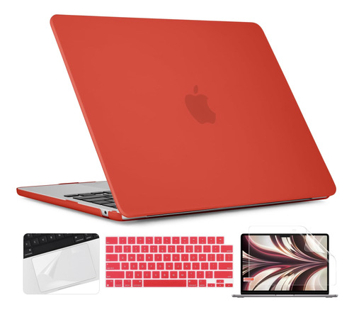 Funda Twolskoo Para Macbook Air 13 M2 + C/teclado Red
