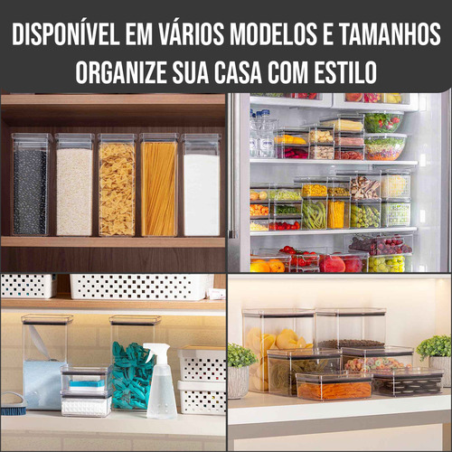 Kit 2 Potes Hermético Porta Mantimentos Com Tampa 1350ml