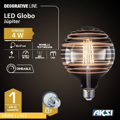 Foco Decorativo Led Globo Jupiter 4w Aksi