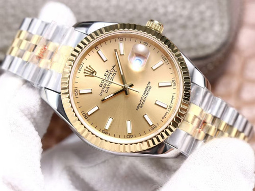 Reloj Rolex Datejust De 36mm Con Índices En Color Champán