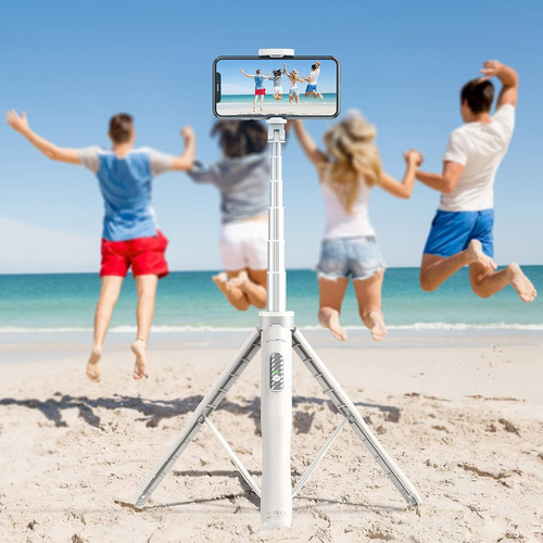 Trípode Para Celular Atumtek 2 En 1, Bluetooth 130 Cm Blanco