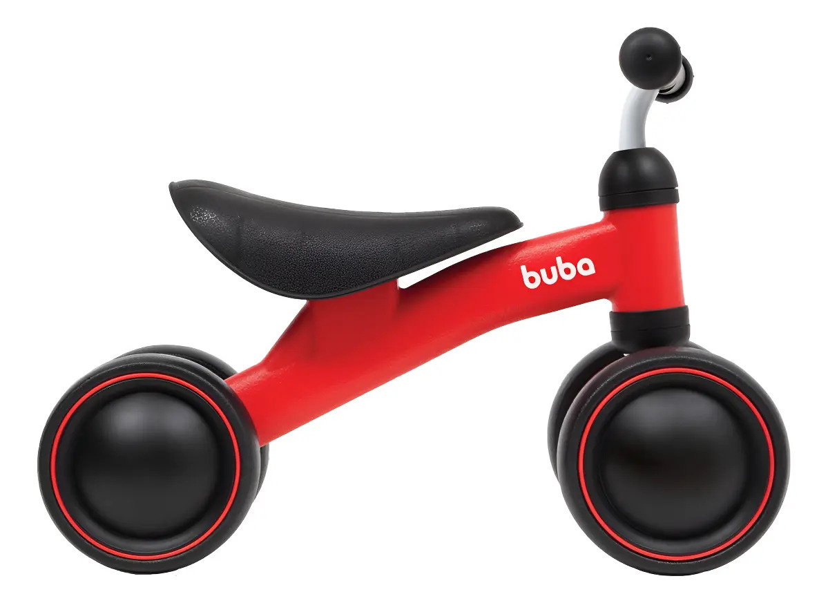 Bicicleta De Equilíbrio 4 Rodas Bebê Sem Pedal Infantil Buba Vermelho