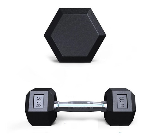 Imagen 2 de 3 de Mancuerna Hexagonal De Hierro 5kg Entrenamiento Mvd
