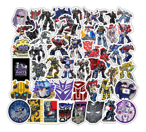 50 Piezas De Pegatinas Impermeables De Transformers Bot...