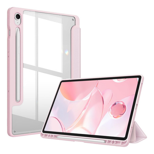 Funda Smart Case Para Samsung S9 S9 Fe S10 Fe 11 Pulgadas Rosa Claro
