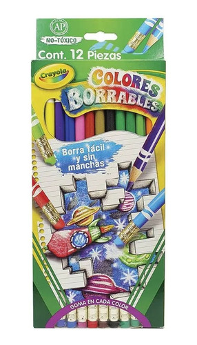 Lápices De Color Borrables Con Sacapuntas 12 Piezas Crayola