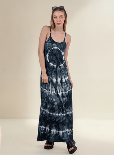 Vestido Mujer De Algodon En Colores Combinados Para Verano