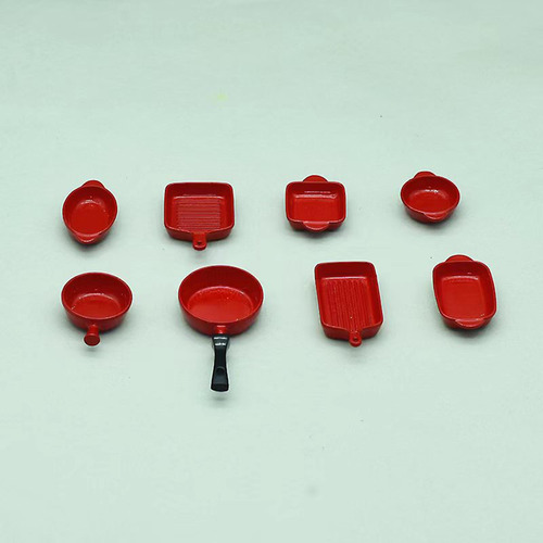 Accesorios De Cocina Para Casa De Muñecas En Rojo