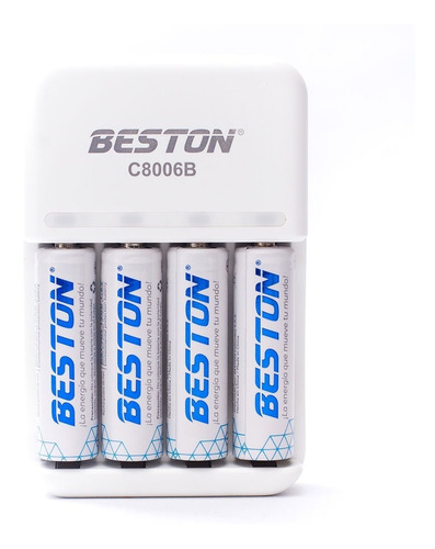 Cargador Beston + 4 Baterías Aa  - Recargables De 1500 Mah*