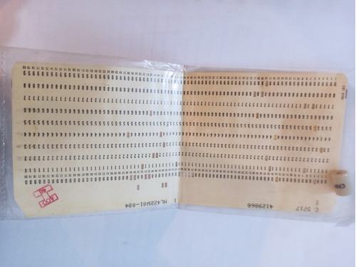 Tarjeta Perforada Programacion De Los 60 70 Vintage