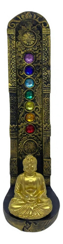 Incensário Dourado 7chakras Buda Dourado 22 Cm