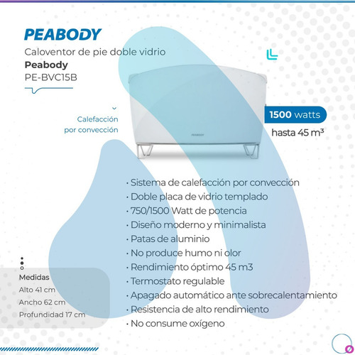 Vitroconvector Peabody Pe-bvc15b 1500w Blanco P1