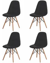 Comprar Kit 4 Cadeiras Estofadas Para Cozinha Sala Jantar Botone Dsw Cor da estrutura da cadeira Cadeira Estofada Para Mesa De Jantar Cozinha Eames Eiffel Botone Preta