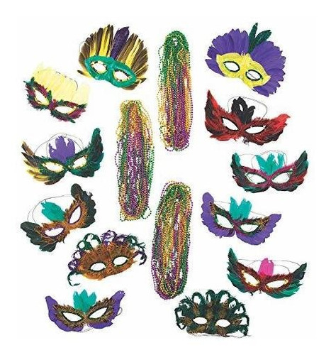 Disfraz Hombre - Mardi Gras Masquerade Mask And Bead Bulk As