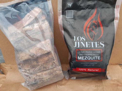 Paquete Mezquite Leña 4.5kgs X3 + Astillas X5, Los Jinetes ®