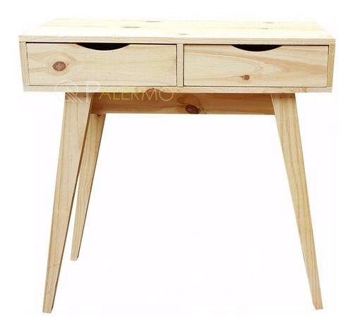 Escritorio Para Notebook Mueble Nordico Con 2 Cajones Madera