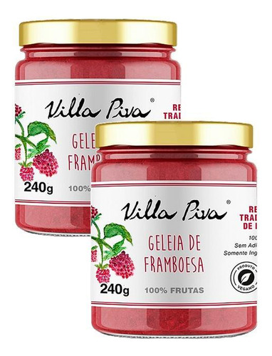 Kit 2x: Geleia Framboesa 100% Frutas Sem Adição Açúcar Villa