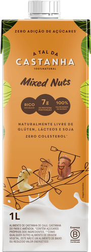 Kit 3x: Leite Vegetal Mixed Nuts A Tal Da Castanha 1l