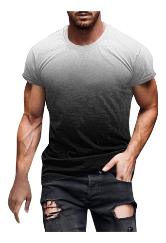 Camiseta Masculina R Estampada De Manga Curta E Gola Redonda