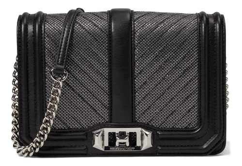 Rebecca Minkoff Chevron Quilted Small Love Crossbody Negro T