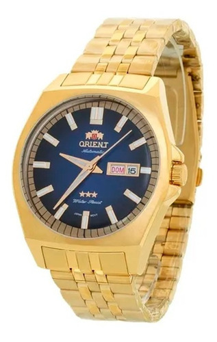 Relógio Orient Masculino Automático F49gg010 Dourado Azul