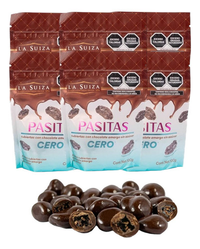 Chocolate Amargo Pasitas Sin AzĂșcar 21 Pz 100 G C/u Suiza