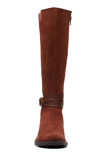 Botas Clarks Largas Cuero Café Maye Shine Calce Ancho W