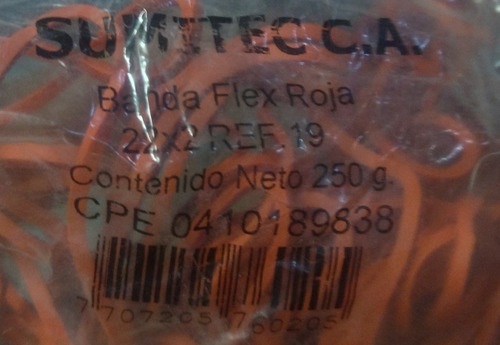 Ligas O Bandas De Goma Rojas N° 18 Marca Sumitec De 250 Gr