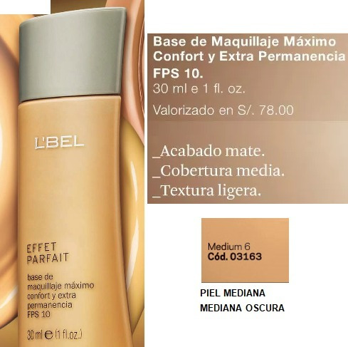 Base Maquillaje Lbel Maximo Confort Extra Permanencia Med. 6 | Cuotas sin  interés