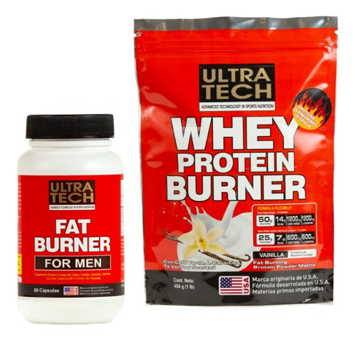 Whey Protein Burner 454 Gr + Fat Burner 60caps Ultra Tech 