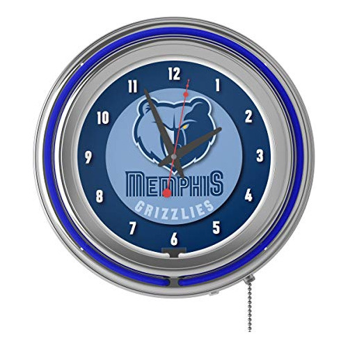 Reloj De Neón Doble Anillo Cromado De Memphis Grizzlie...