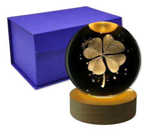 Luminária Decorativa De Mesa Globo Trevo Em Vidro Cúpula Transparente Estrutura Marrom Usb