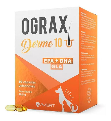 Suplemento Para Cães E Gatos Avert Ograx Derme 10