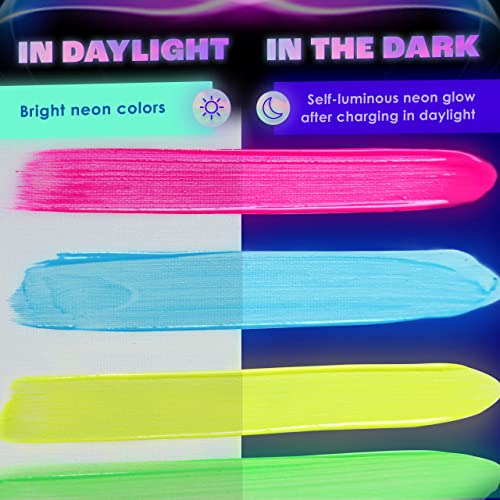 Pintura Acrilica Neon Que Brilla En La Oscuridad Pack 24u