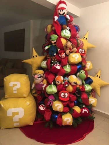 Mario Bros Mod 21 Decoracion Pino Navideño 23 Piezas