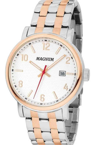 Relógio Masculino Magnum Analógico Ma34610s - Prata Cor da correia Prata/Dourado Cor do fundo Branco