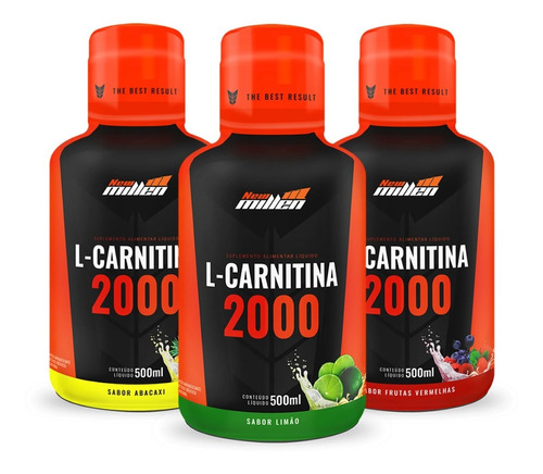 Kit 3x L-carnitina Liquida - 500ml - New Millen