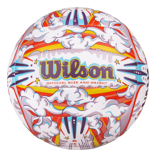 Balón De Voleibol Wilson Graffiti Peace   Nº 5  Color Blanco/violeta  Para Sintético