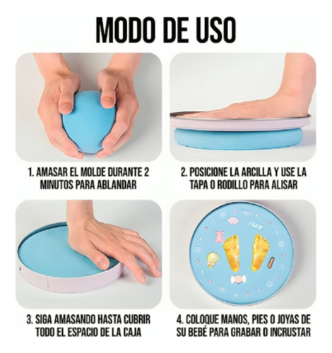 Kit + Accesorios Para Estampar Huella De Bebé Mano Pie