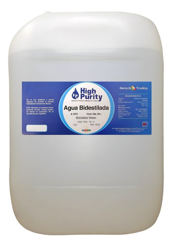 Agua Destilada/ Bidestilada/ Tridestilada Certificada 20 L