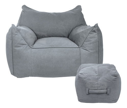Sillon Puff Con Descansa Brazos Gran Tamaño Con Taburete